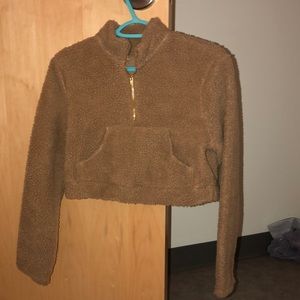 Furry cropped half zip